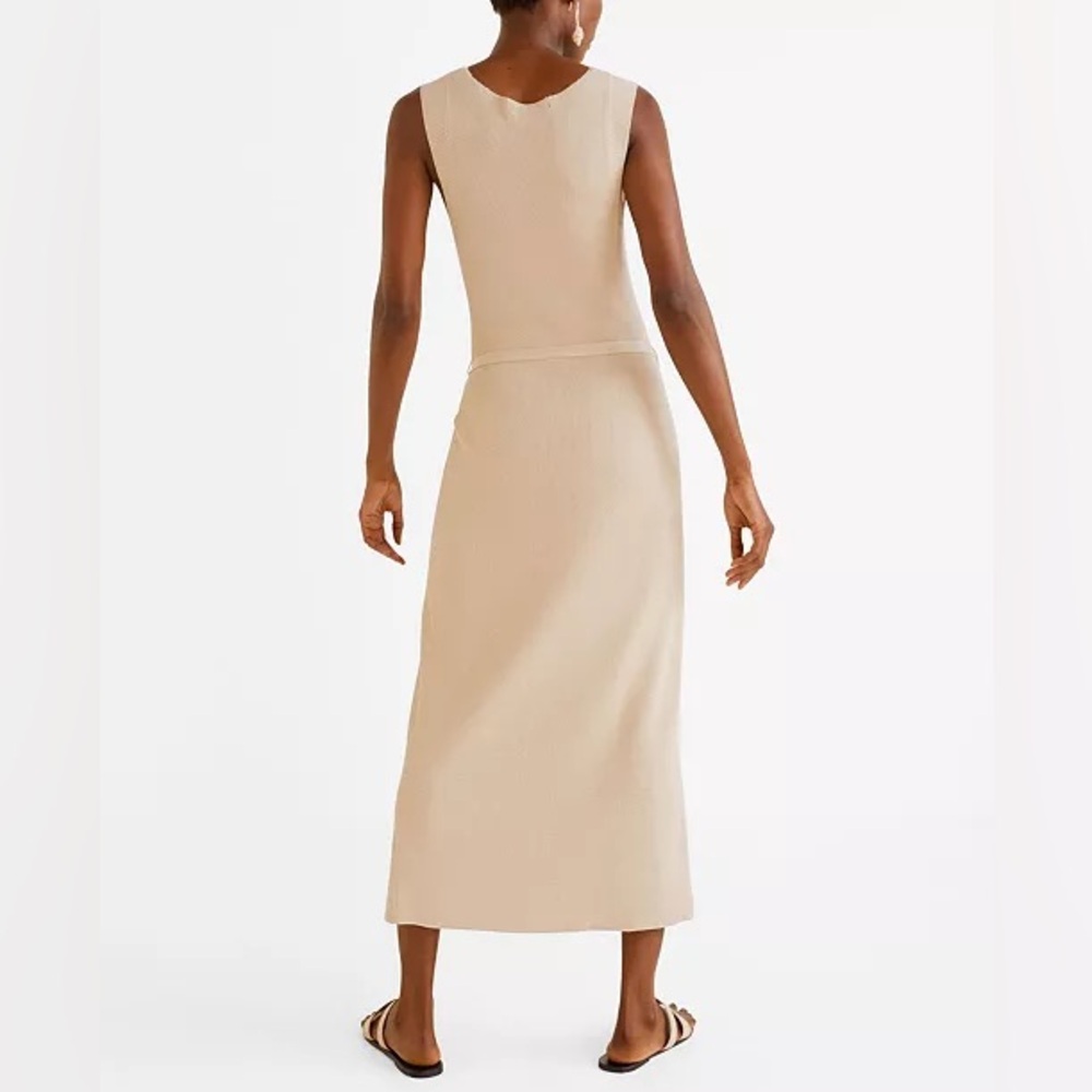 MNG Nude Belted Knit Midi Dress - Picture 2 of 8